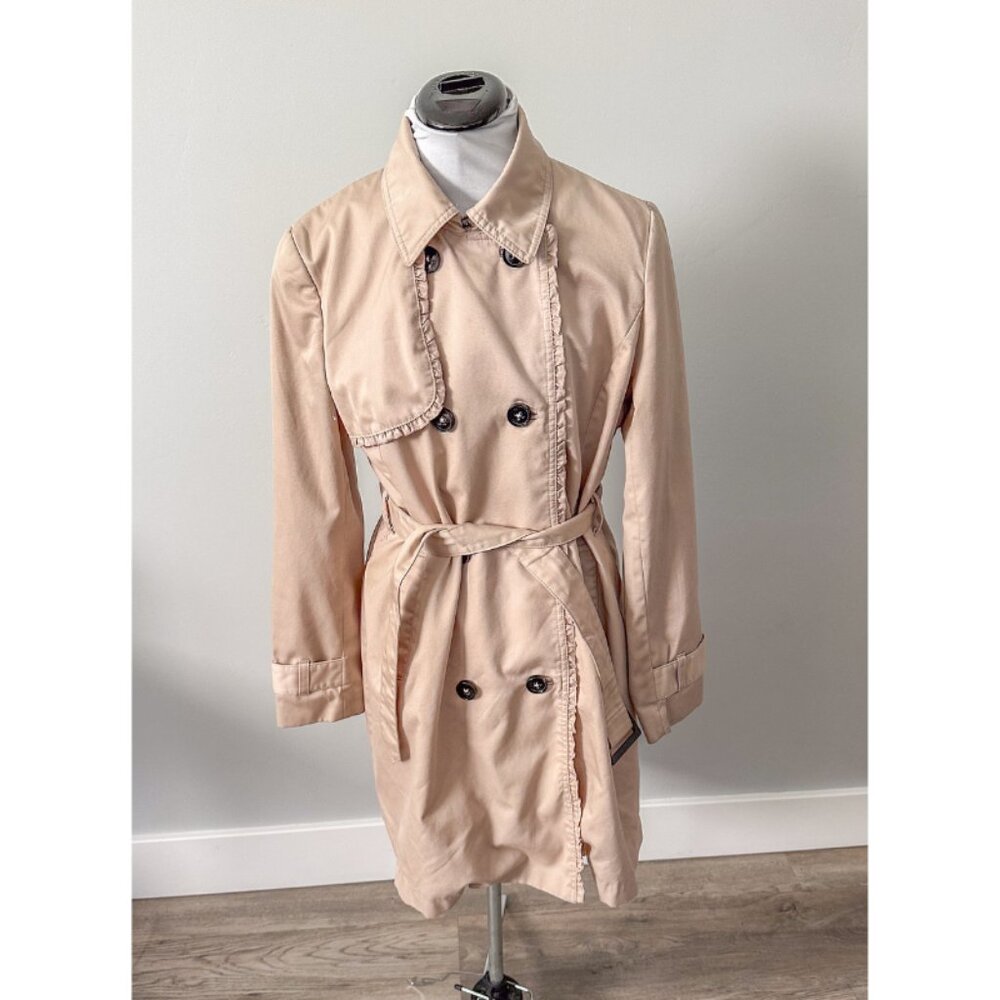 H&M Classic Khaki Trench Coat with Ruffle Details